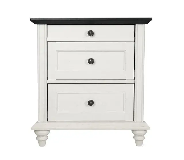 Traditional White/Black Nightstand — Nightstand, view 3