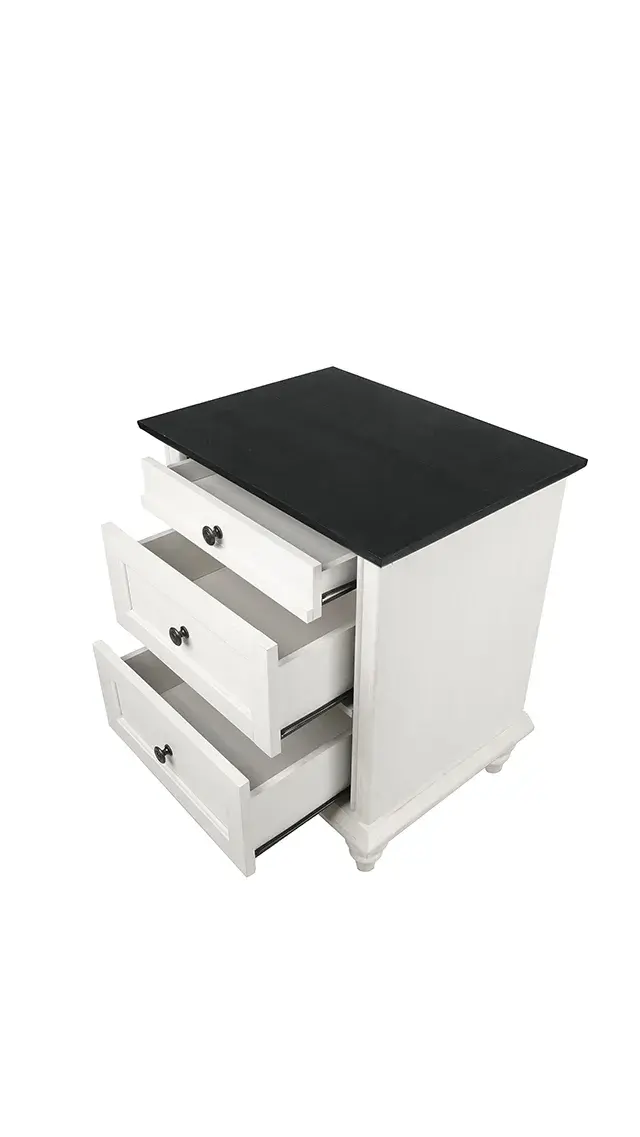 Traditional White/Black Nightstand — Nightstand, view 4