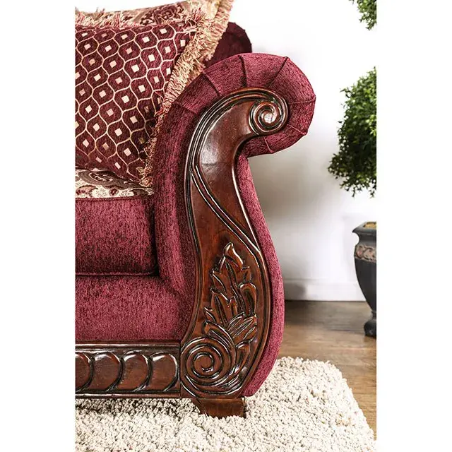 Traditional Wine, Gold Loveseat — Sofa, view 5