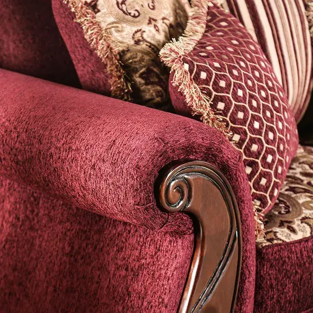 Traditional Wine, Gold Loveseat — Sofa, view 6
