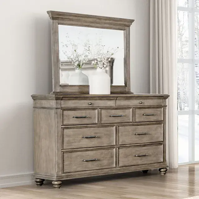 Transitional Aged Oak Nightstand — Nightstand, view 3