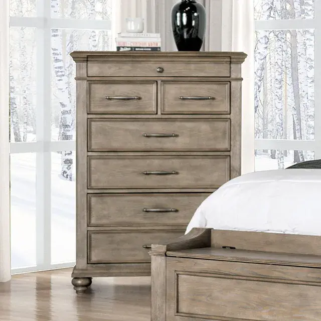 Transitional Aged Oak Nightstand — Nightstand, view 5