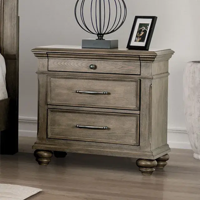 Transitional Aged Oak Nightstand — Nightstand, view 6