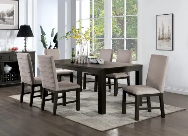 Transitional Antique Black/Gray Dining Set — Dining Table, main view