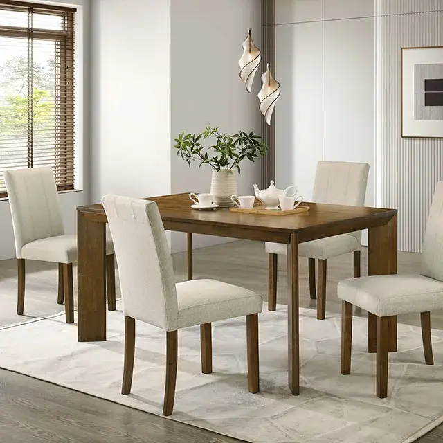 Transitional Antique Brown Dining Set — Dining Table, view 2