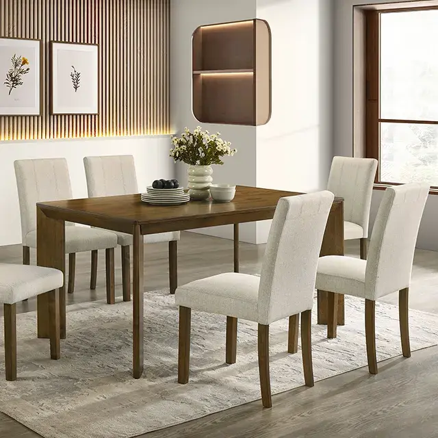 Transitional Antique Brown Dining Set — Dining Table, view 3