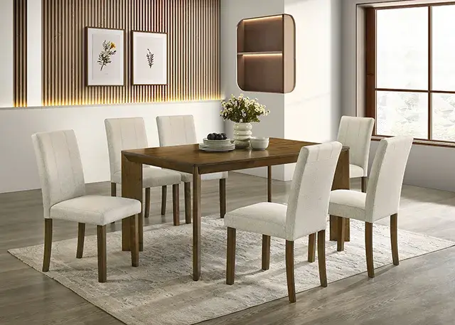 Transitional Antique Brown Dining Set — Dining Table, view 5