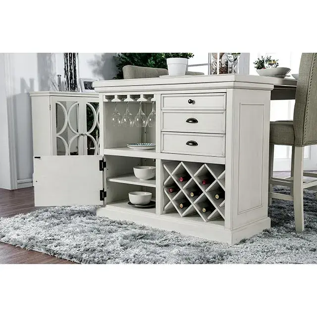 Transitional Antique White Dining Set — Dining Table, view 4