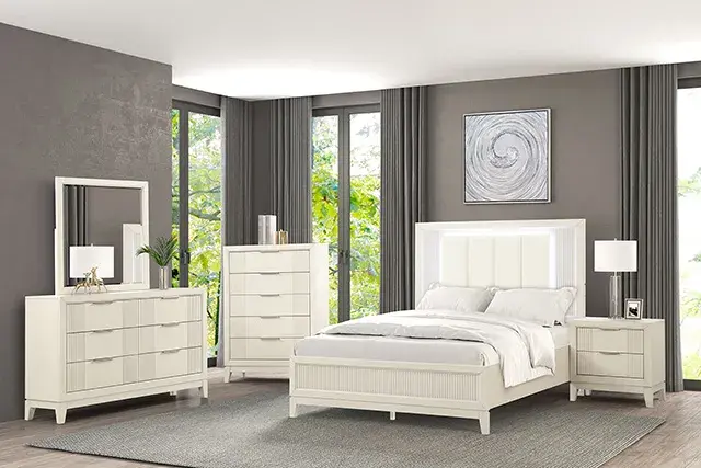 Transitional Antique White Nightstand — Nightstand, view 2