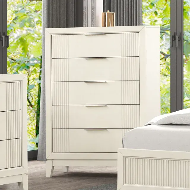 Transitional Antique White Nightstand — Nightstand, view 5