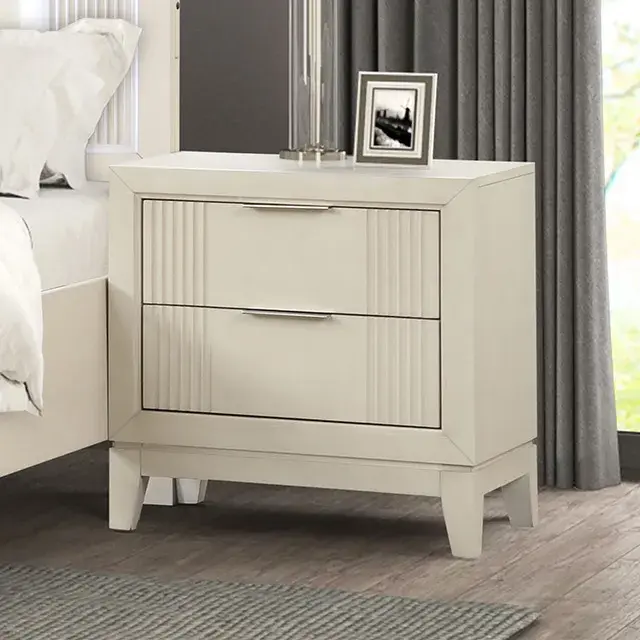 Transitional Antique White Nightstand — Nightstand, view 6