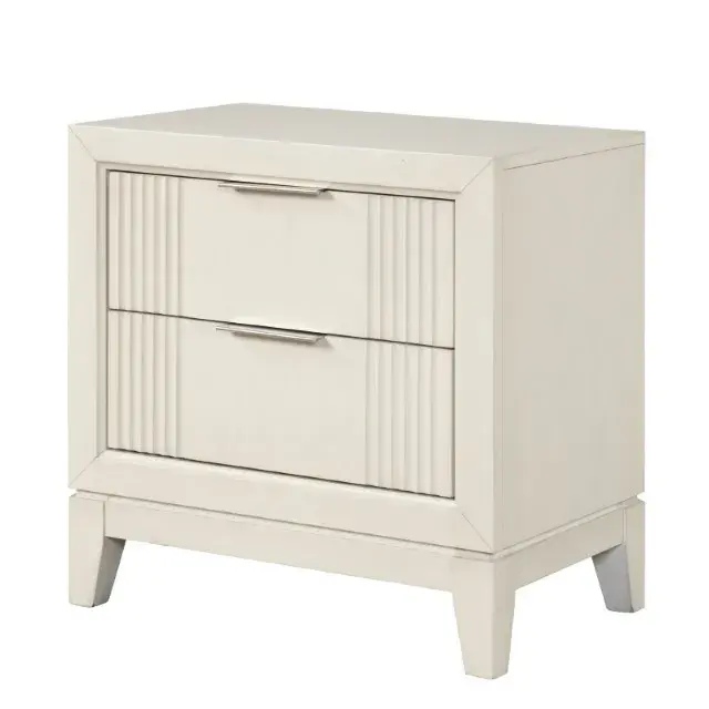 Transitional Antique White Nightstand — Nightstand, view 7