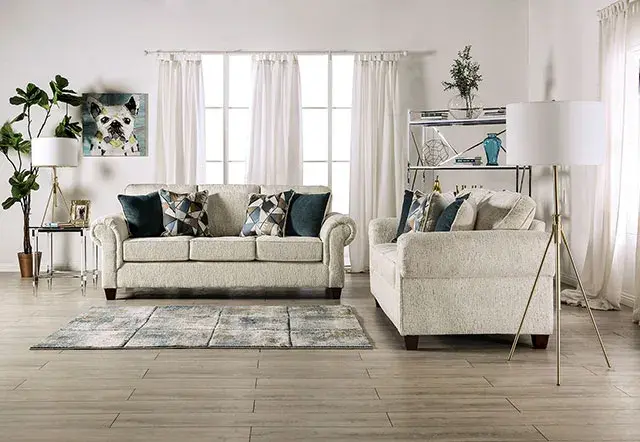 Transitional Beige Loveseat — Sofa, main view