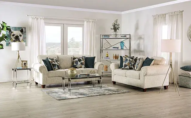 Transitional Beige Loveseat — Sofa, view 9