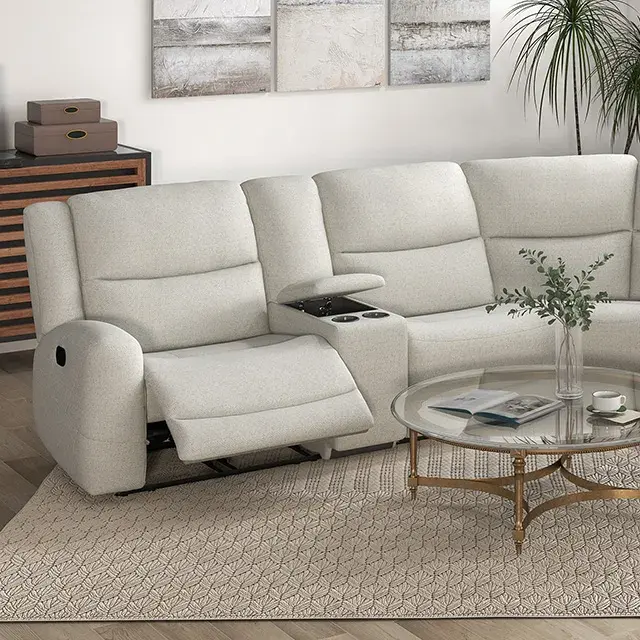 Transitional Beige Sectional Sofa — Sofa, view 3