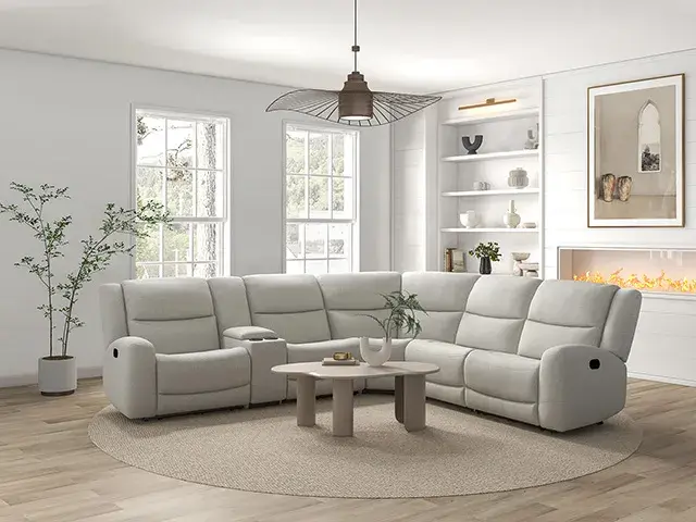 Transitional Beige Sectional Sofa — Sofa, main view