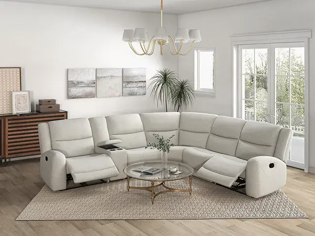 Transitional Beige Sectional Sofa — Sofa, view 6
