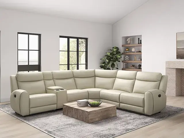 Transitional Beige Sectional Sofa (Jacobus) — Sofa, main view