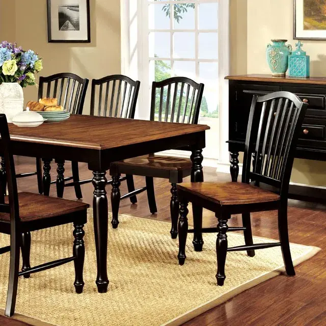 Transitional Black, Antique Oak Dining Set — Dining Table, main view
