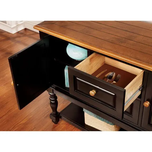 Transitional Black, Antique Oak Dining Set — Dining Table, view 5
