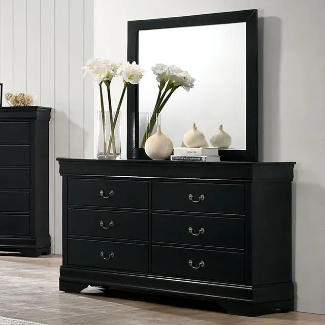 Transitional Black Nightstand — Nightstand, view 3