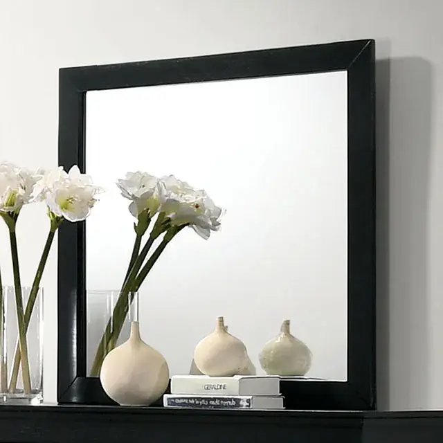 Transitional Black Nightstand — Nightstand, view 4
