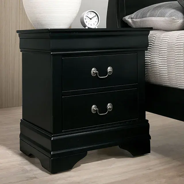 Transitional Black Nightstand — Nightstand, view 6