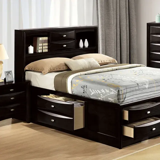 Transitional Black Nightstand (Zosimo) — Nightstand, main view