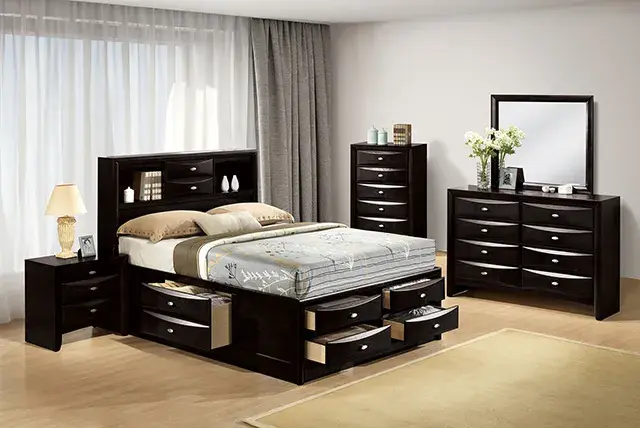 Transitional Black Nightstand (Zosimo) — Nightstand, view 2