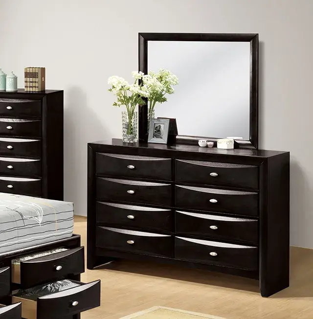 Transitional Black Nightstand (Zosimo) — Nightstand, view 3