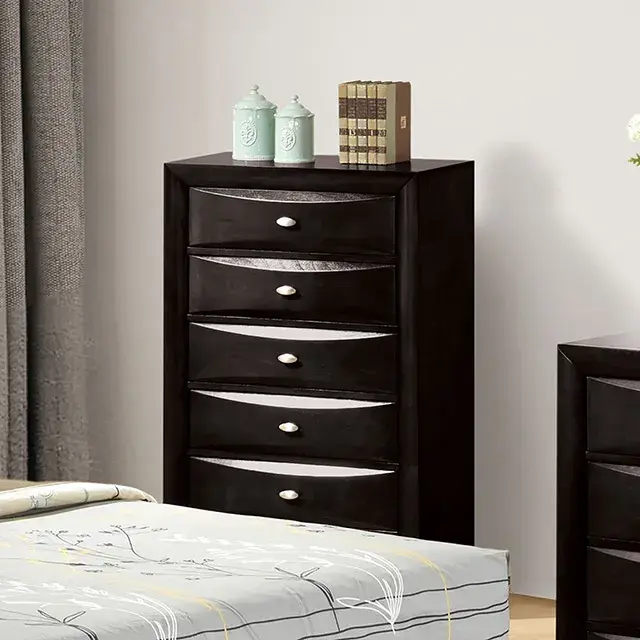 Transitional Black Nightstand (Zosimo) — Nightstand, view 5