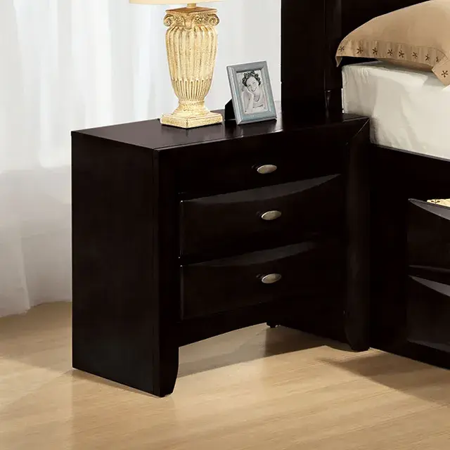 Transitional Black Nightstand (Zosimo) — Nightstand, view 6