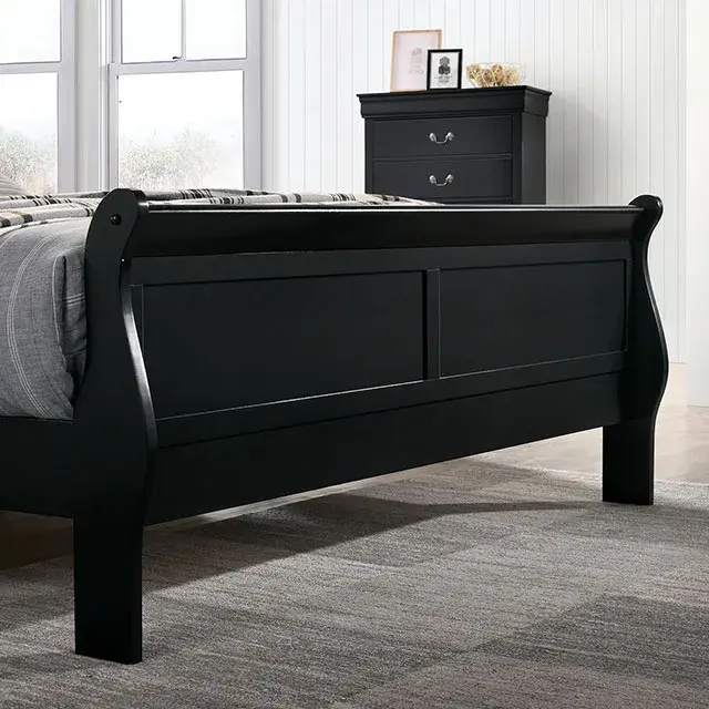 Transitional Black Queen Bedroom Set — Bed Frame, view 2