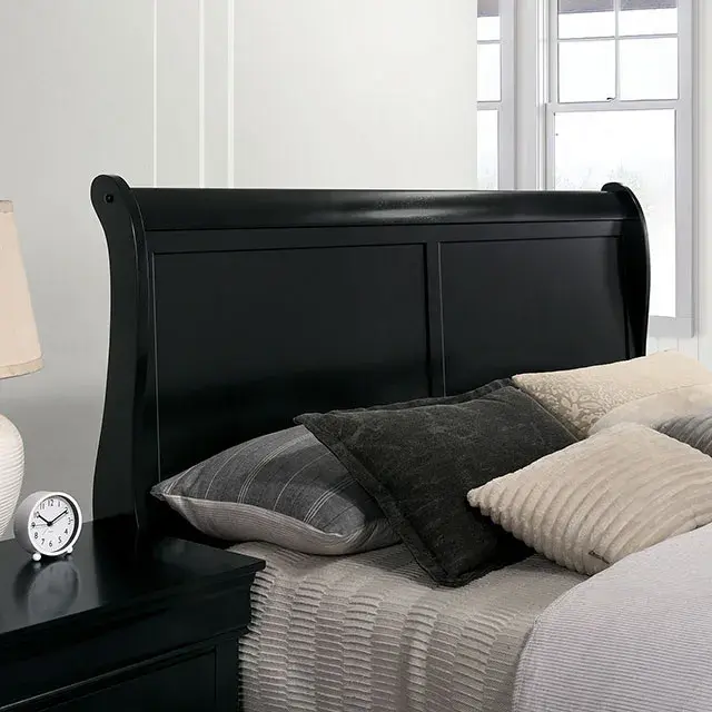 Transitional Black Queen Bedroom Set — Bed Frame, view 3