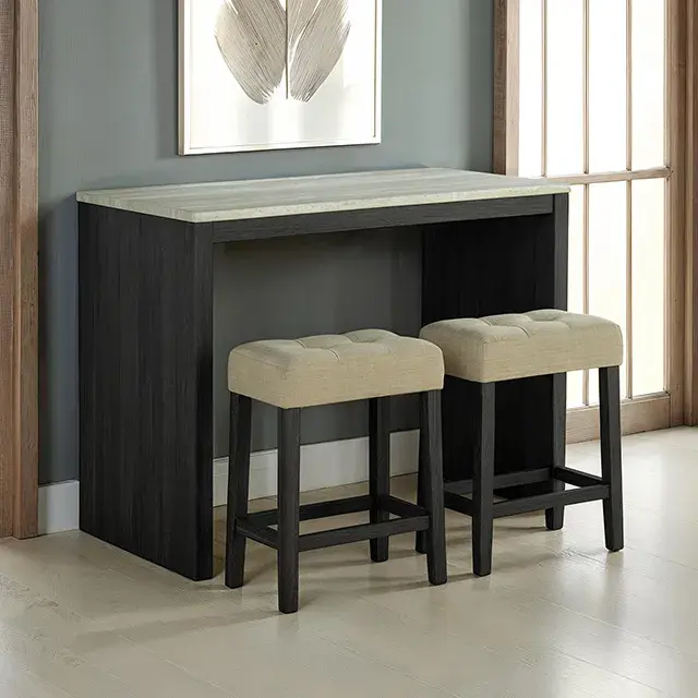 Transitional Black/Gray/Beige Dining Set — Dining Table, main view