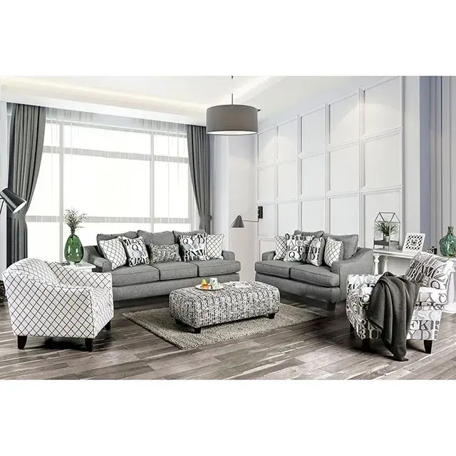 Transitional Bluish Gray Loveseat — Sofa, view 2