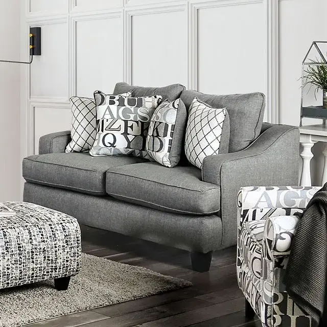 Transitional Bluish Gray Loveseat — Sofa, view 3