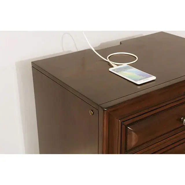 Transitional Brown Cherry Nightstand — Nightstand, view 2