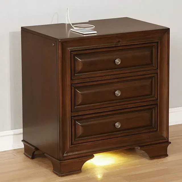 Transitional Brown Cherry Nightstand — Nightstand, view 5