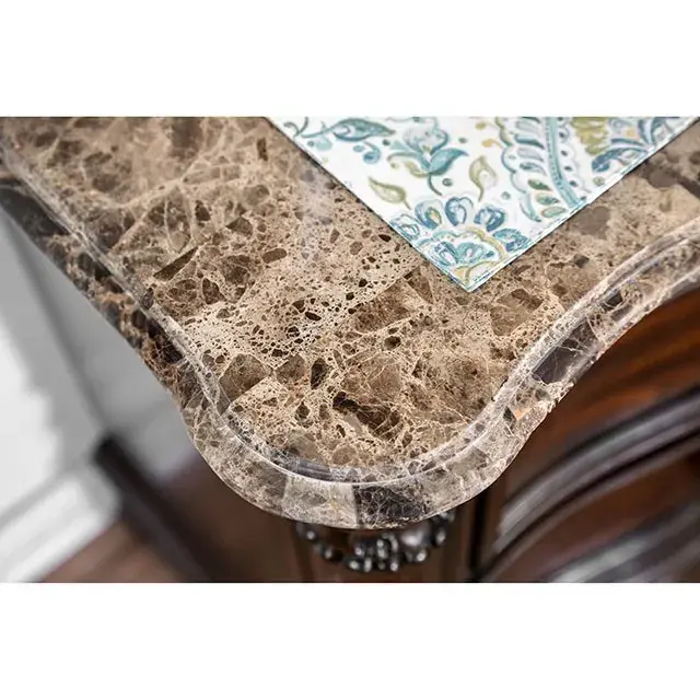 Transitional Brown Cherry Nightstand (Menodora) — Nightstand, main view