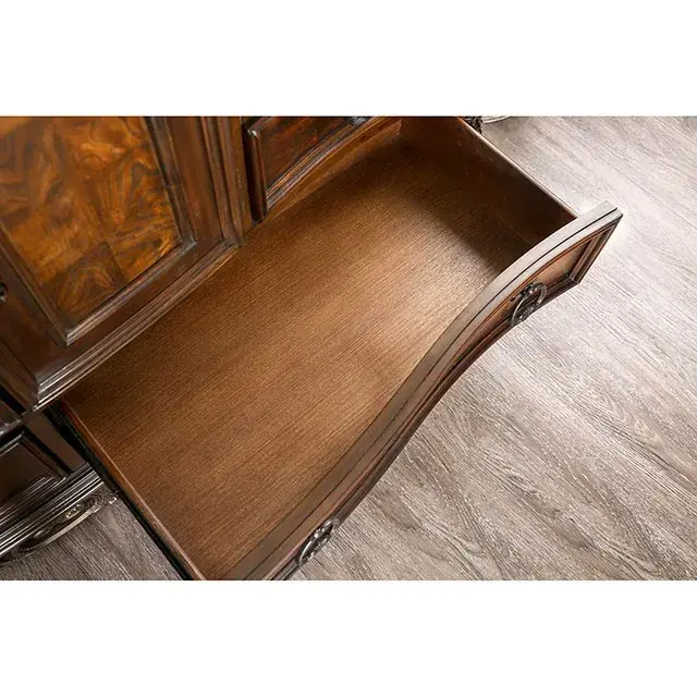 Transitional Brown Cherry Nightstand (Menodora) — Nightstand, view 4