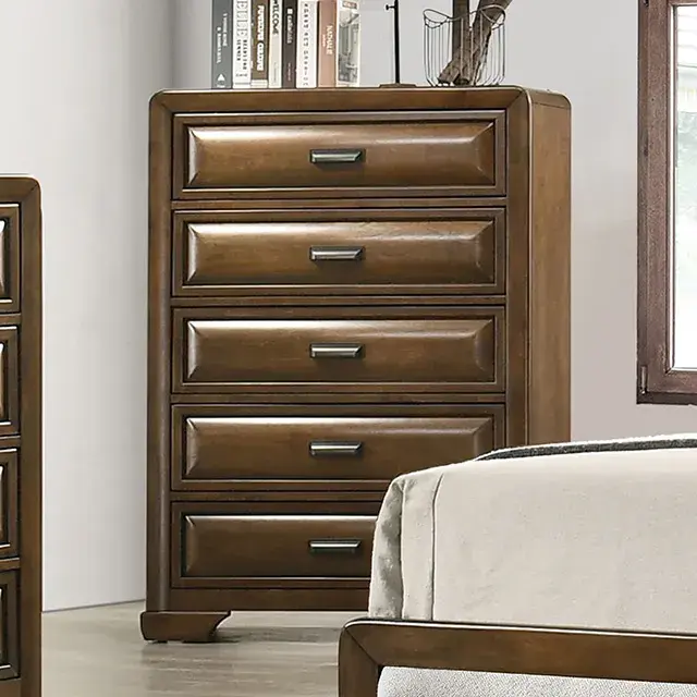 Transitional Brown Nightstand — Nightstand, view 5