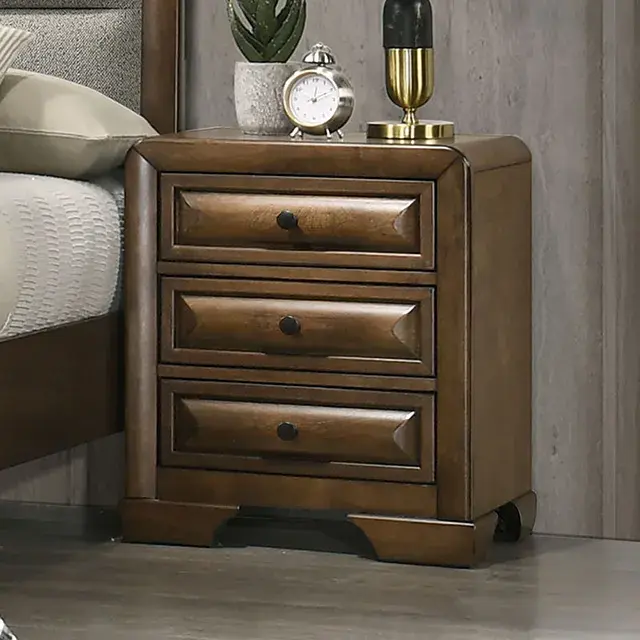 Transitional Brown Nightstand — Nightstand, view 6