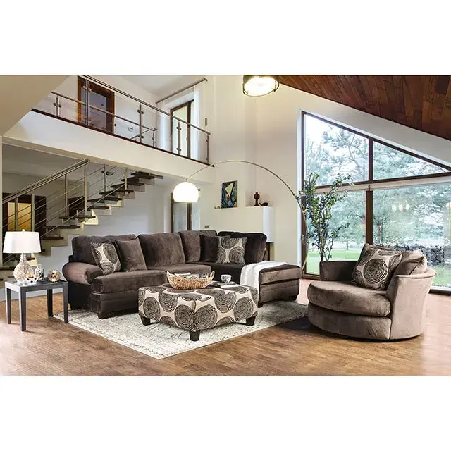 Transitional Brown Sectional Sofa — Sofa, main view