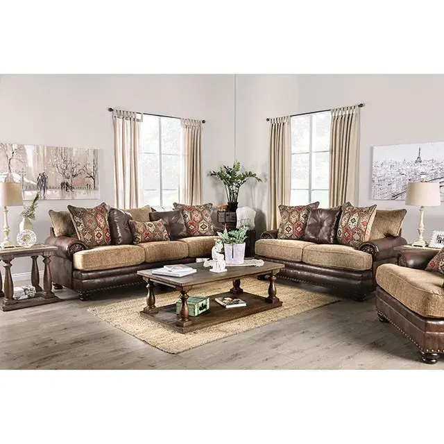 Transitional Brown, Tan Sofa — Sofa, main view