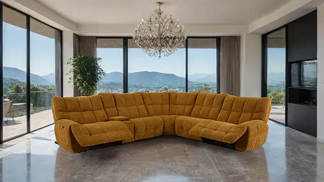 Transitional Butterscotch Power Reclining Sectional — Sofa, view 3