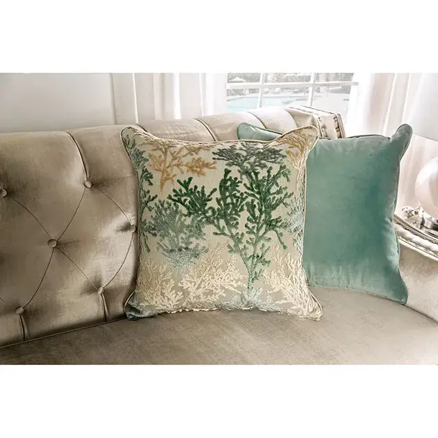 Transitional Champagne, Turquoise Loveseat — Sofa, view 4