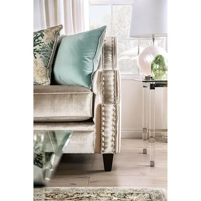 Transitional Champagne, Turquoise Loveseat — Sofa, view 6