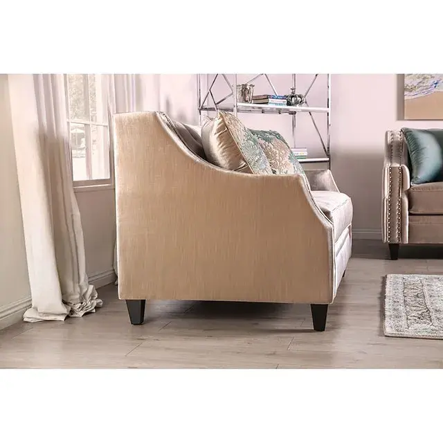 Transitional Champagne, Turquoise Loveseat — Sofa, view 2