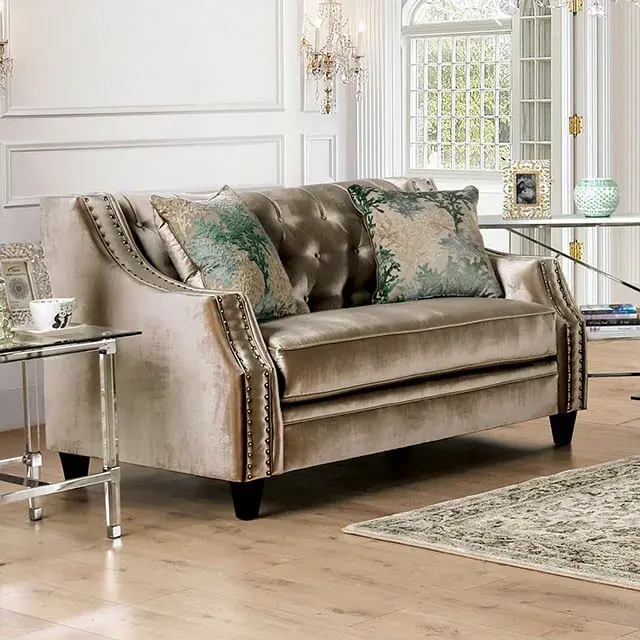 Transitional Champagne, Turquoise Sofa — Sofa, view 10